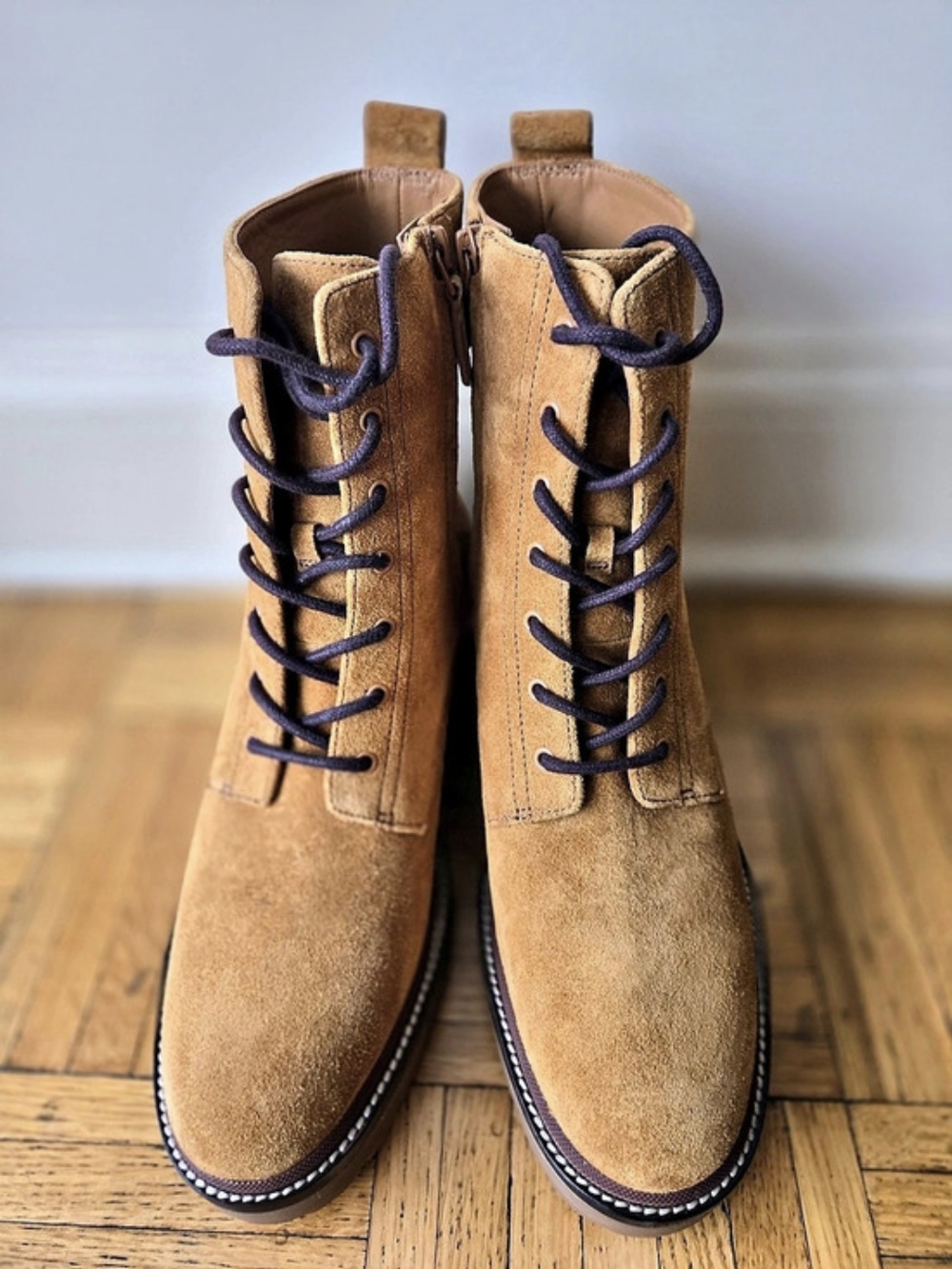 Tory Burch Lug Sole Lace-Up Bootie Brown Boots